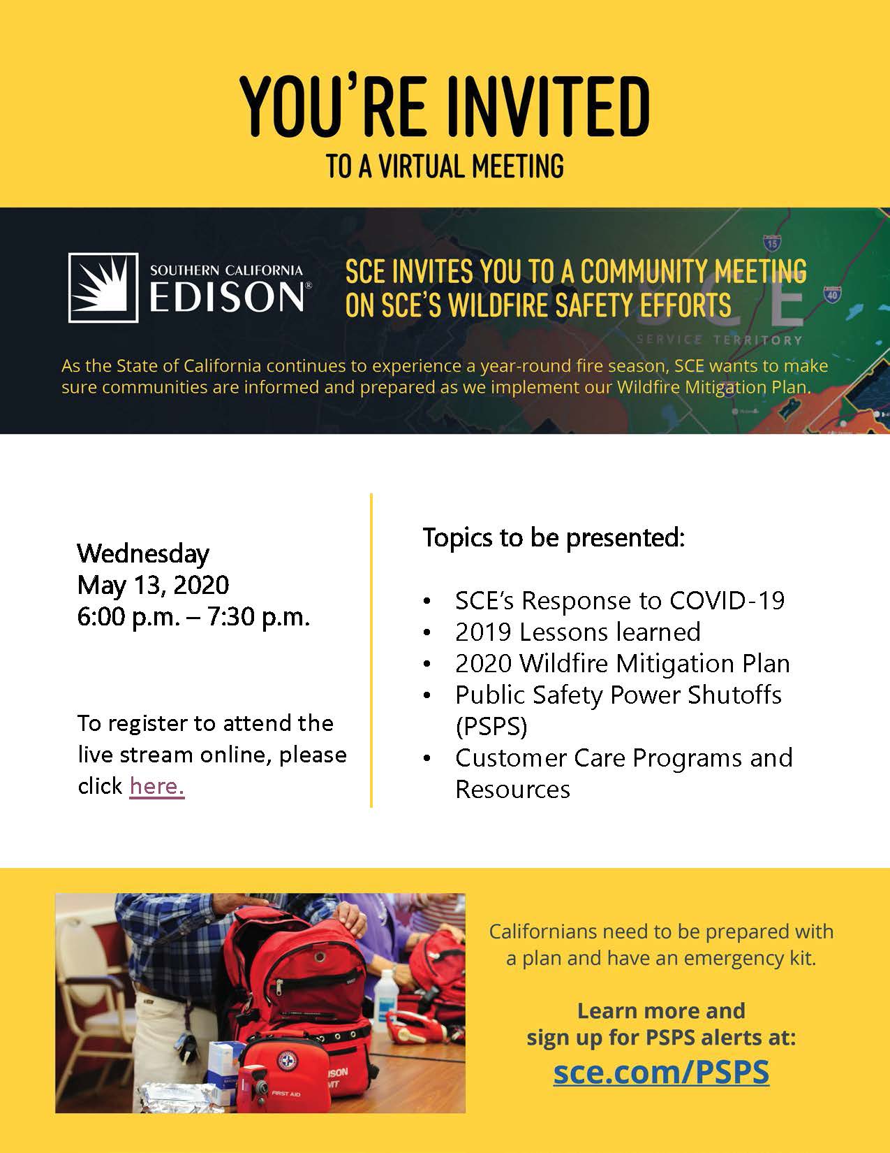 SCE May 13 Community Meeting Flyer 