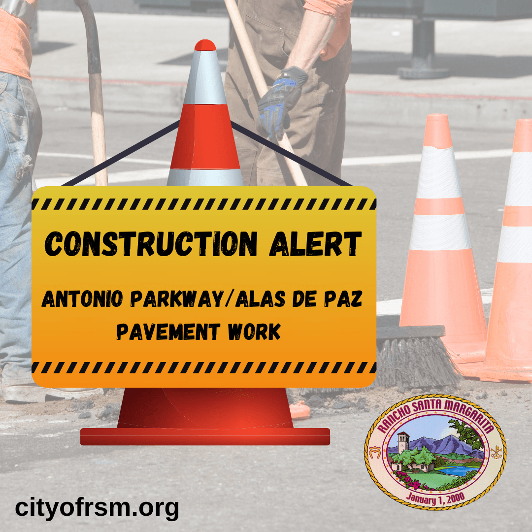 Antonio Parkway Alas de Paz Pavement Work graphic