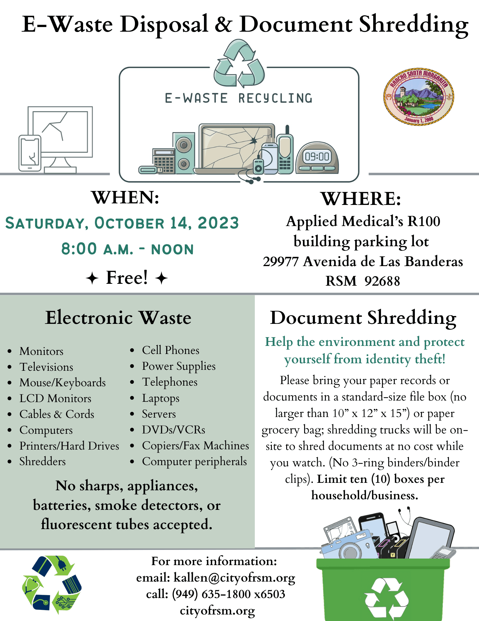 E Waste and Document Shredding  Flyer 10142023