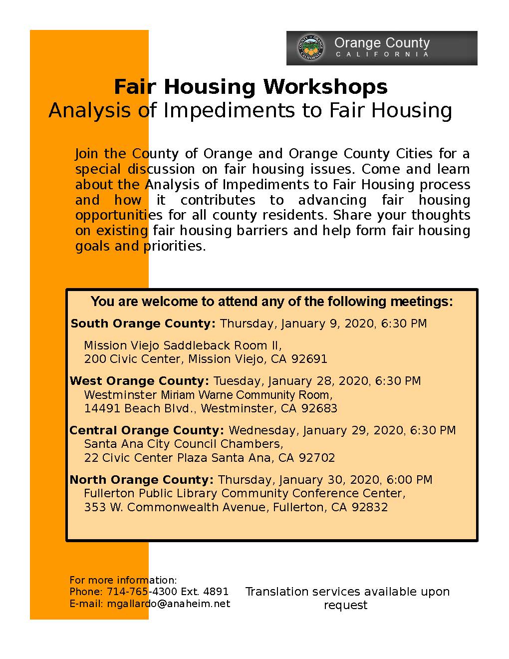 Fair Housing Meetings Flyer